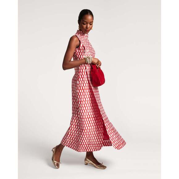 Frances Valentine Carlyle Panel Dress Loop Print Oyster Red… WORN ONCE! - Picture 3 of 15